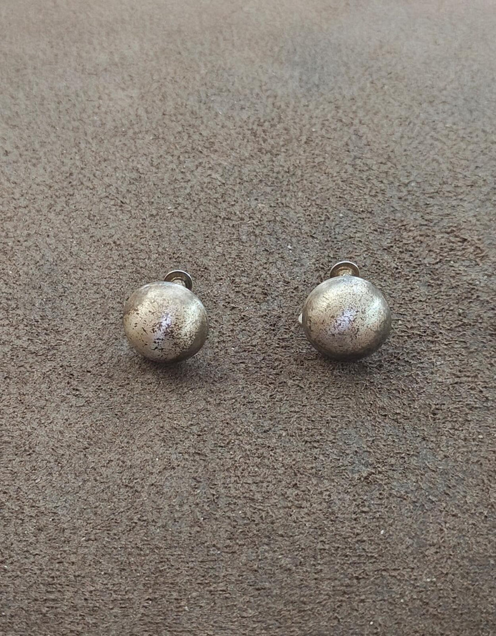 1950s/60s Sterling Silver Ball Screwback Clip On Stud Earrings