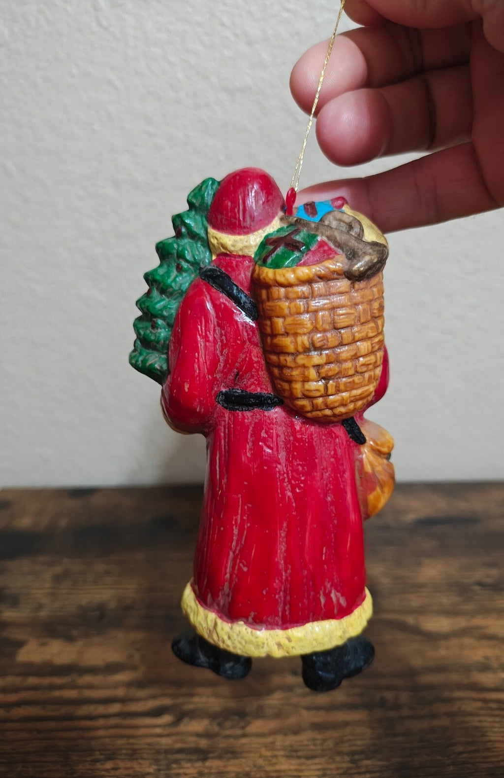 1980s Molded Plastic Santa Claus Figurine Ornament