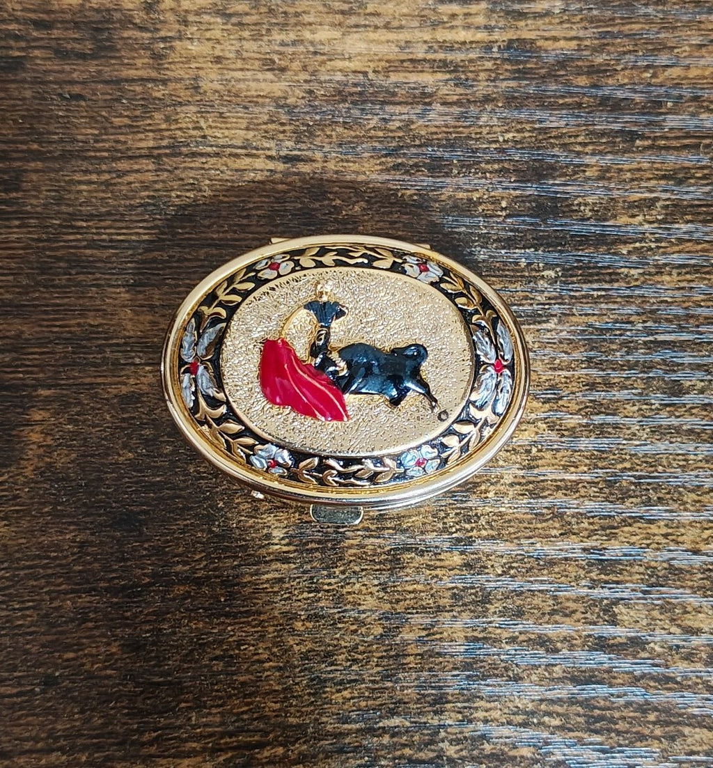1950s/60s Spanish Toledo Damascene Style Matador Bull Trinket Box