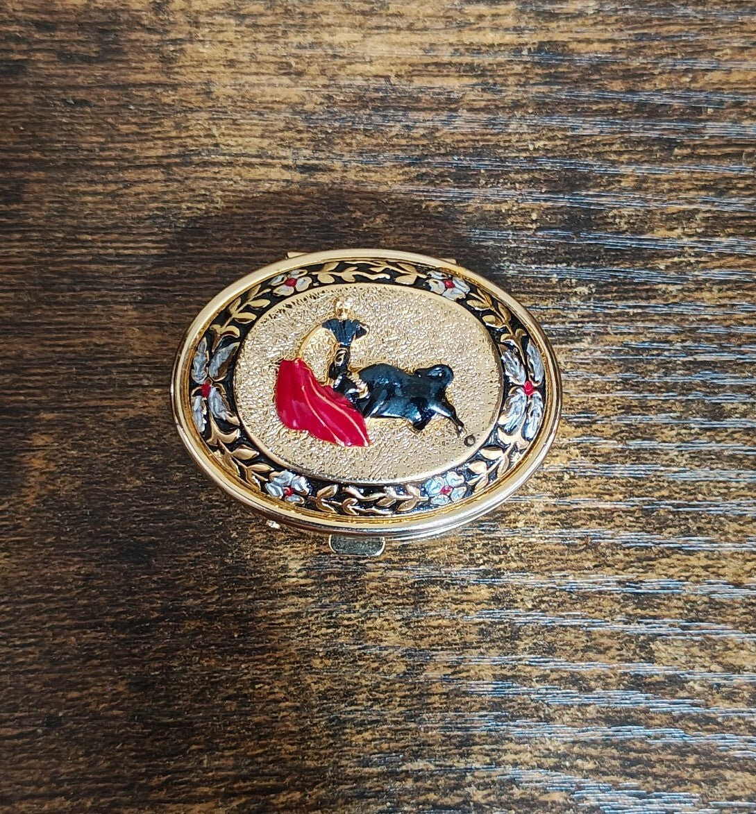 1950s/60s Spanish Toledo Damascene Style Matador Bull Trinket Box