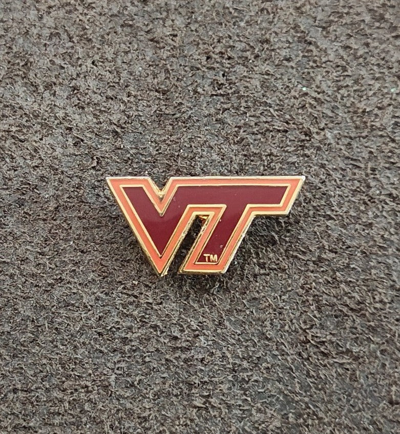 1980s Virginia Tech Hokies NCAA VT Athletic Logo Gold Tone Enamel Pin