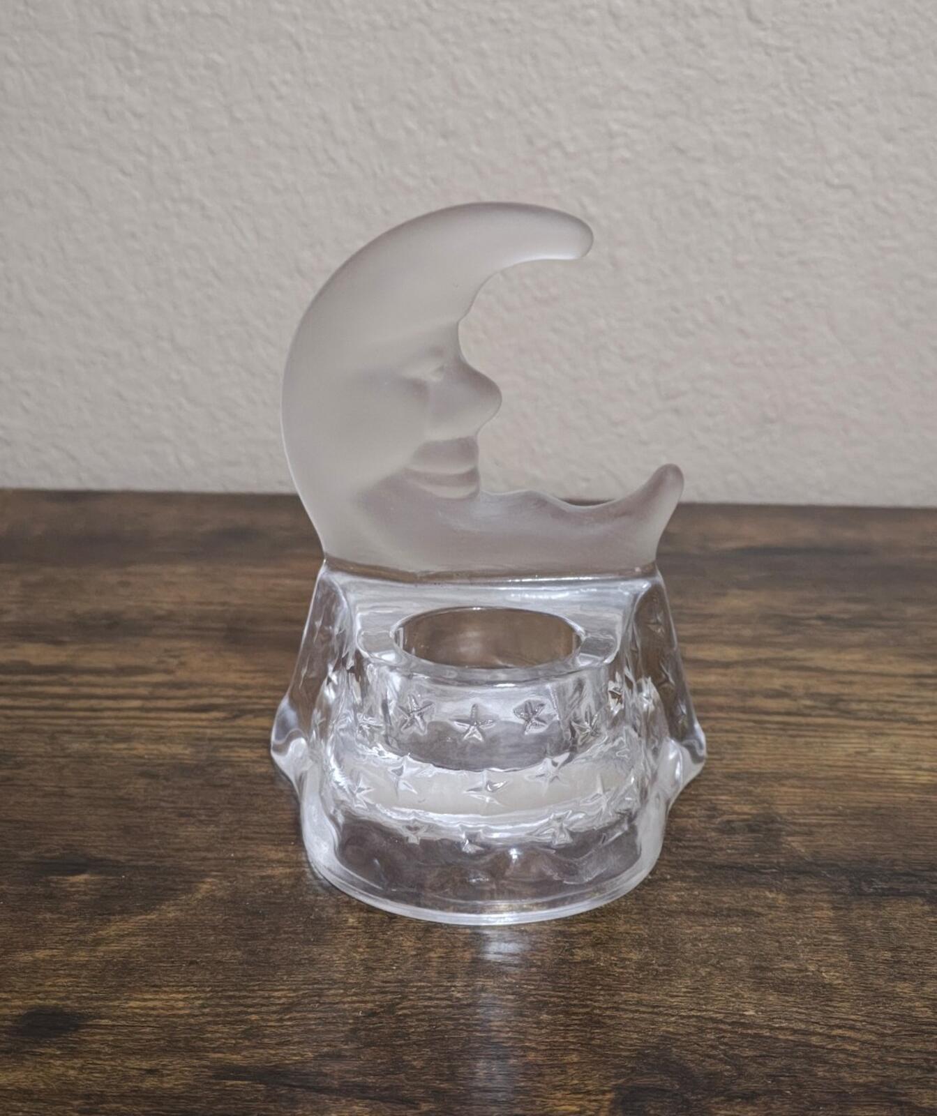 1990s PartyLite Celestial Crescent Moon And Stars Tea Light Candle Holder