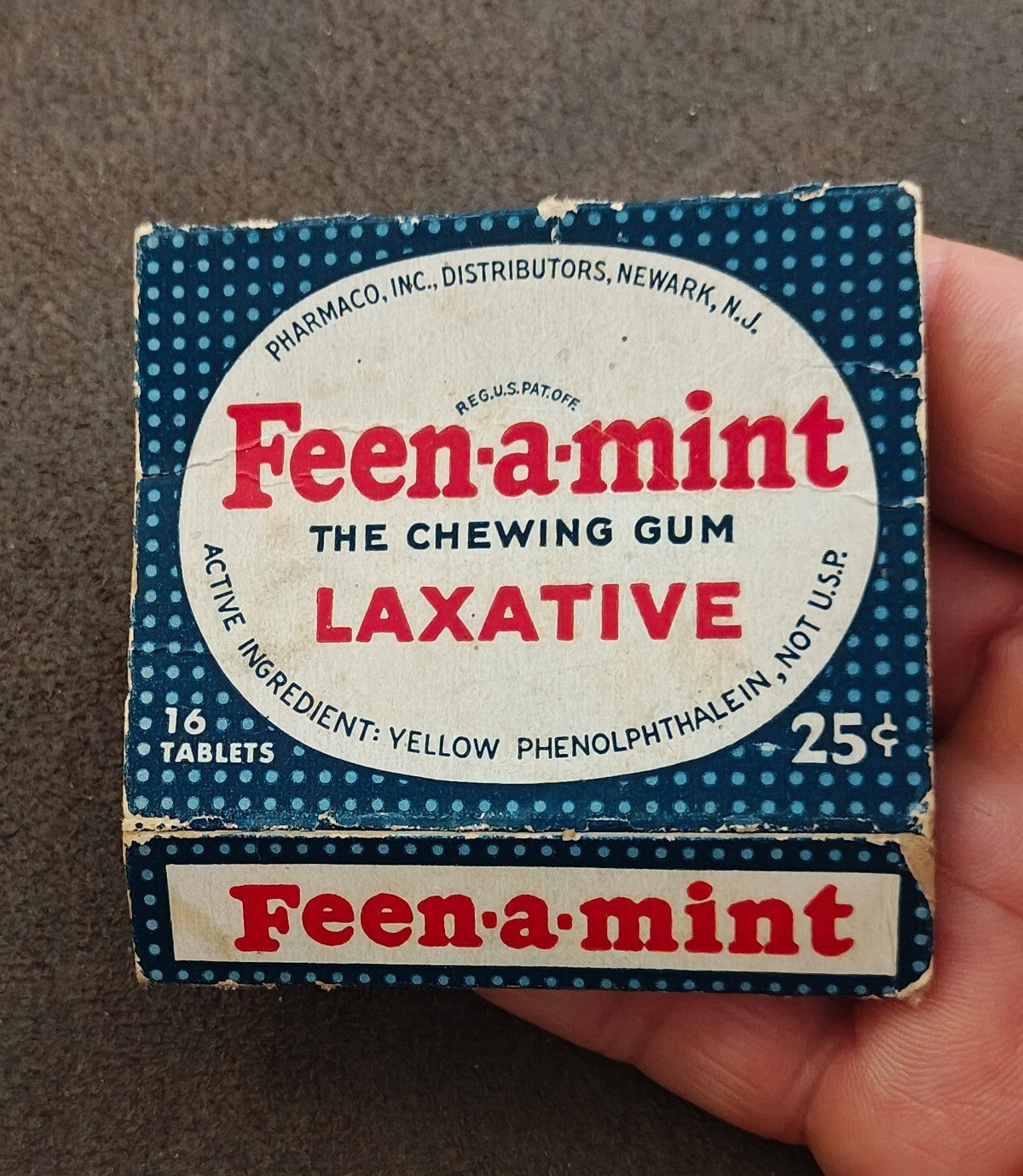1920s/30s Rare Feen-A-Mint Laxative Chewing Gum (Box Only)