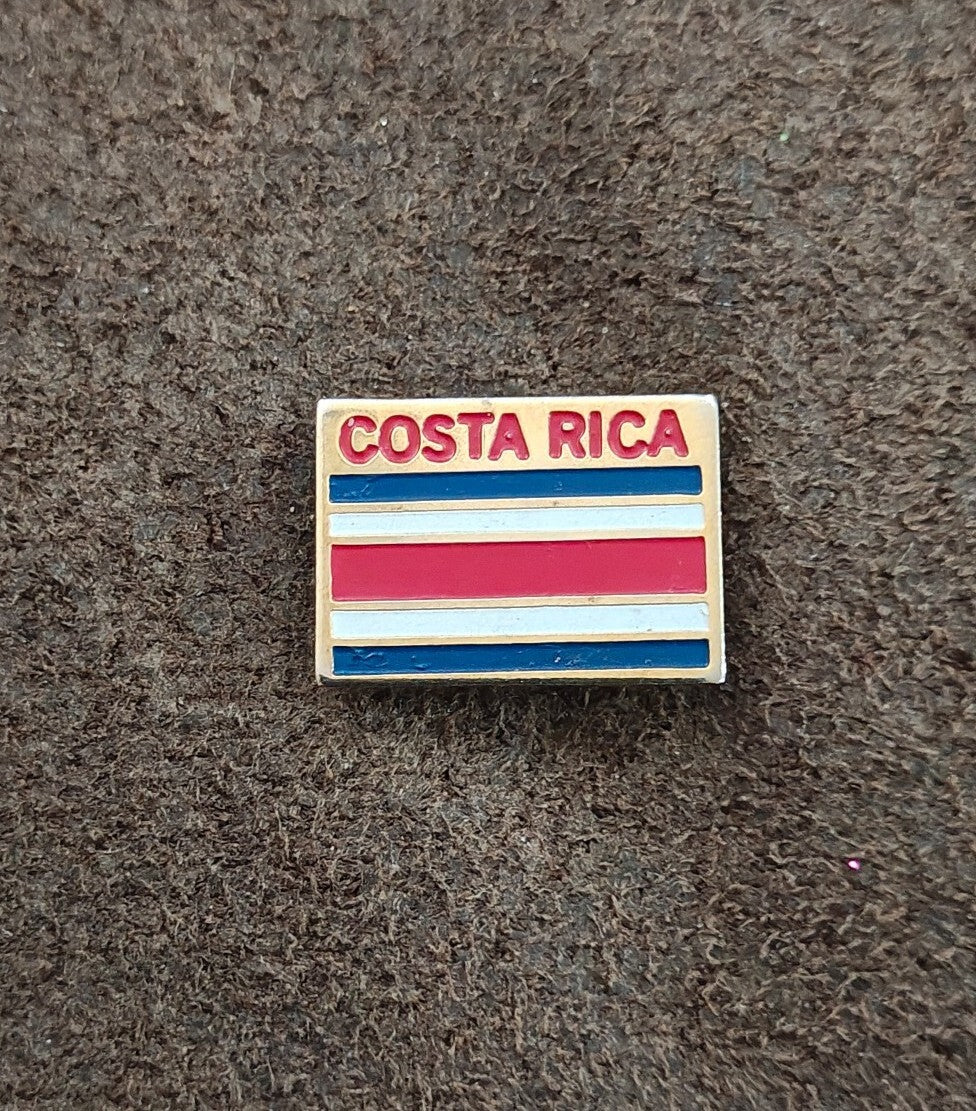 1980s Costa Rica Flag Gold Tone Enamel Travel Souvenir Pin