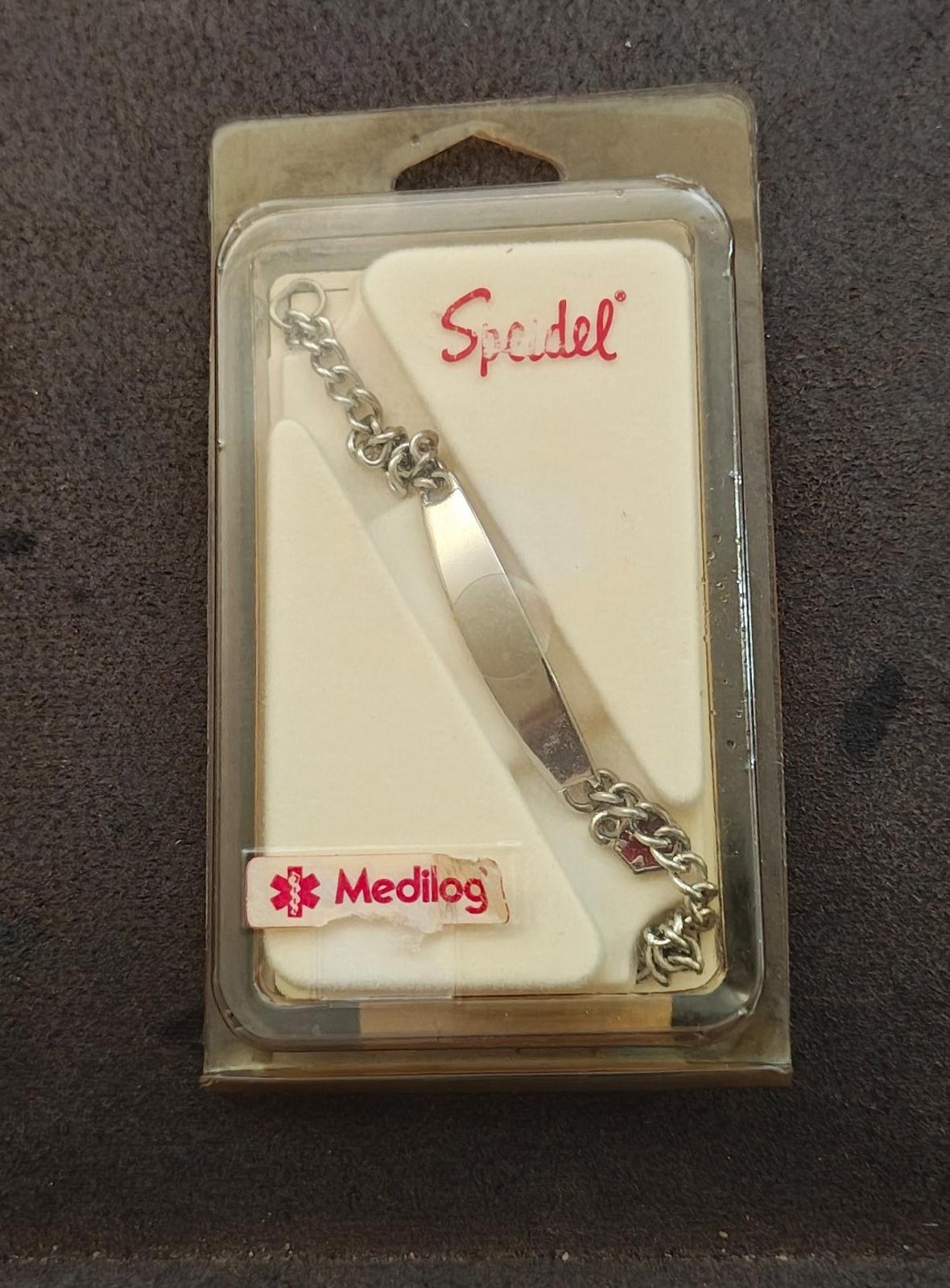 1960s/70s Silver Tone Speidel Medilog Medical Alert Identification Bracelet