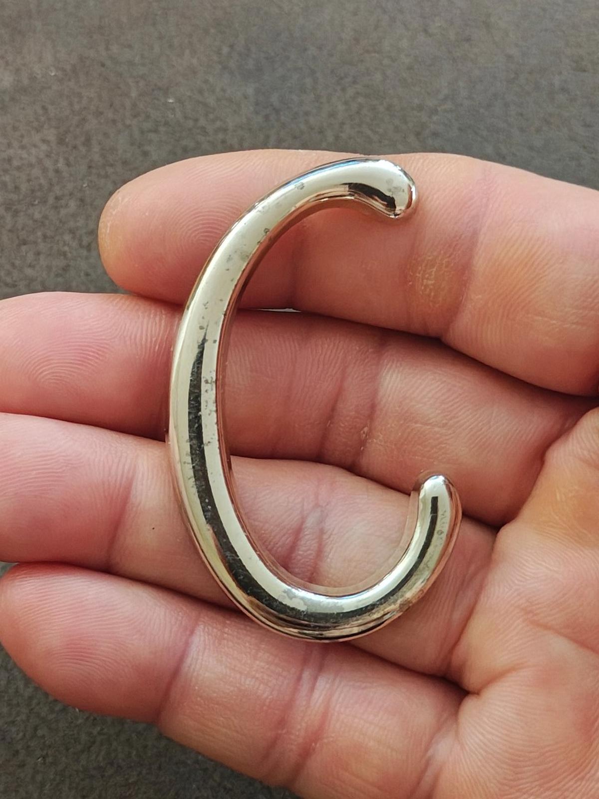1980s Monogram Initial Letter C Silver Tone Pin/Brooch