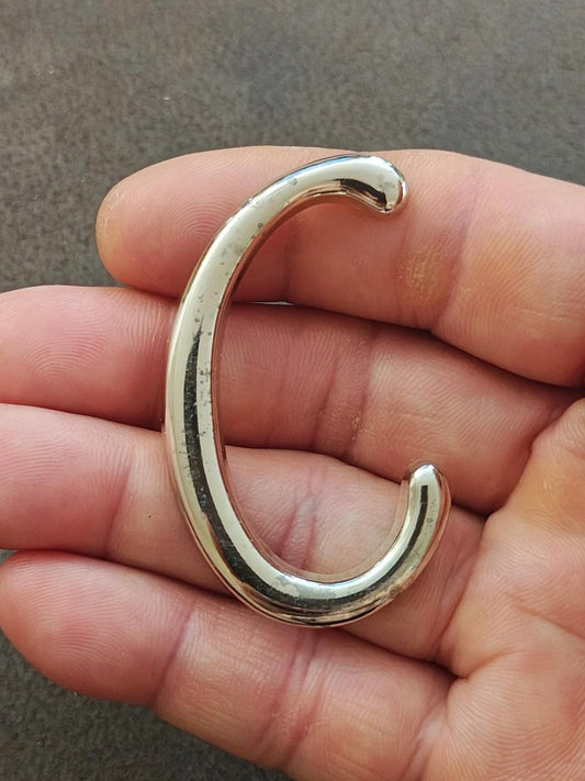 1980s Monogram Initial Letter C Silver Tone Pin/Brooch