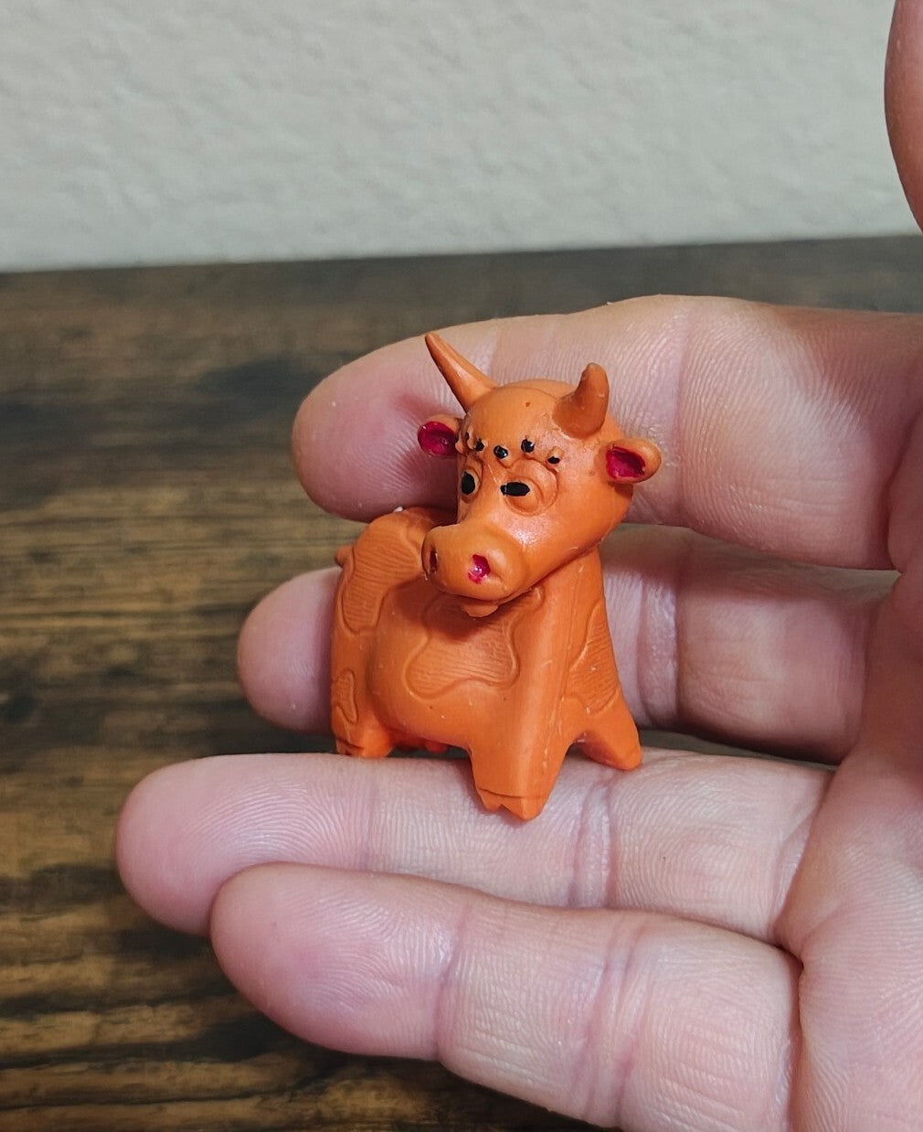 1960s Diener Industries Rubber Orange Cow Eraser Figurine