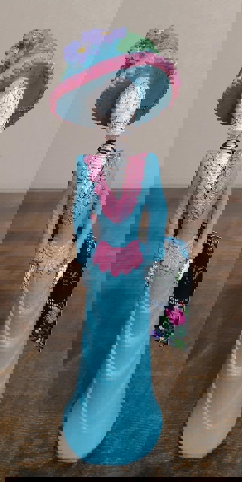 Set of 3 Dia de los Muertos Day of the Dead Sugar Skull Festive Lady Figurines