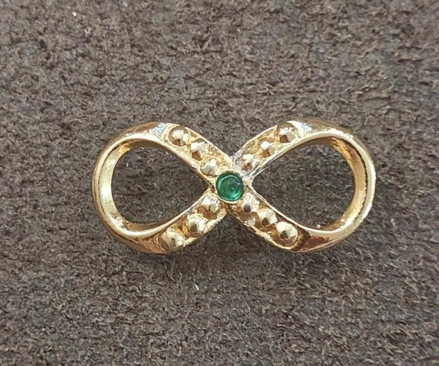 1950s/60s 24k Electroplated HC Infinity Brooch With Genuine Emerald Stone