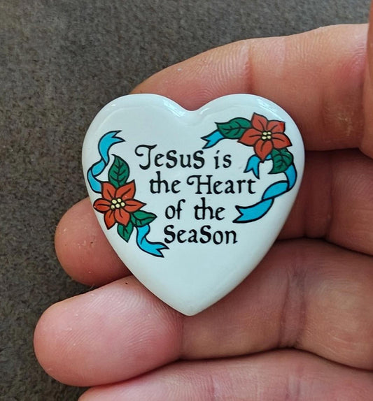 1994 House of Lloyd Jesus is the Heart of the Season Ceramic Pin