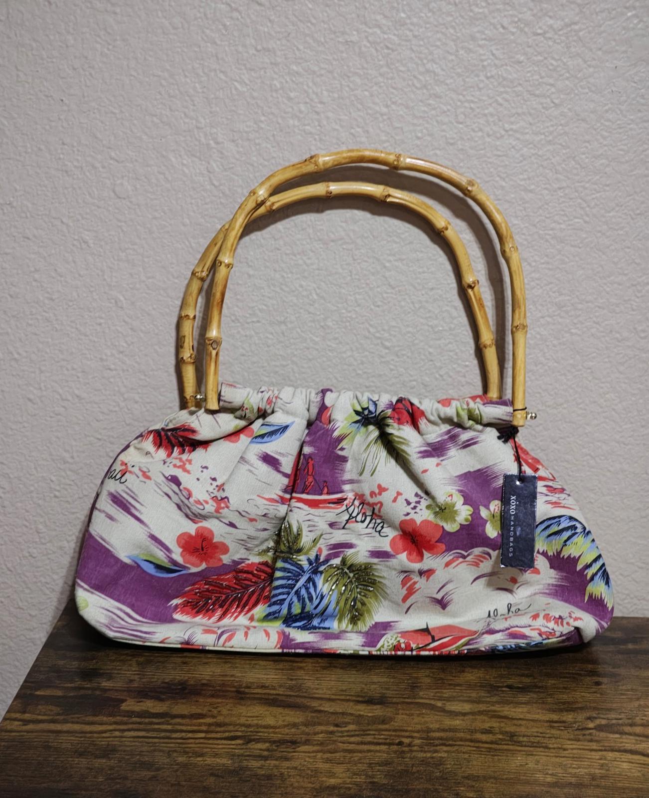 Pretty XOXO Hawaiian Tiki Tropical Retro Cloth Handbag/Purse Like New With Tags.