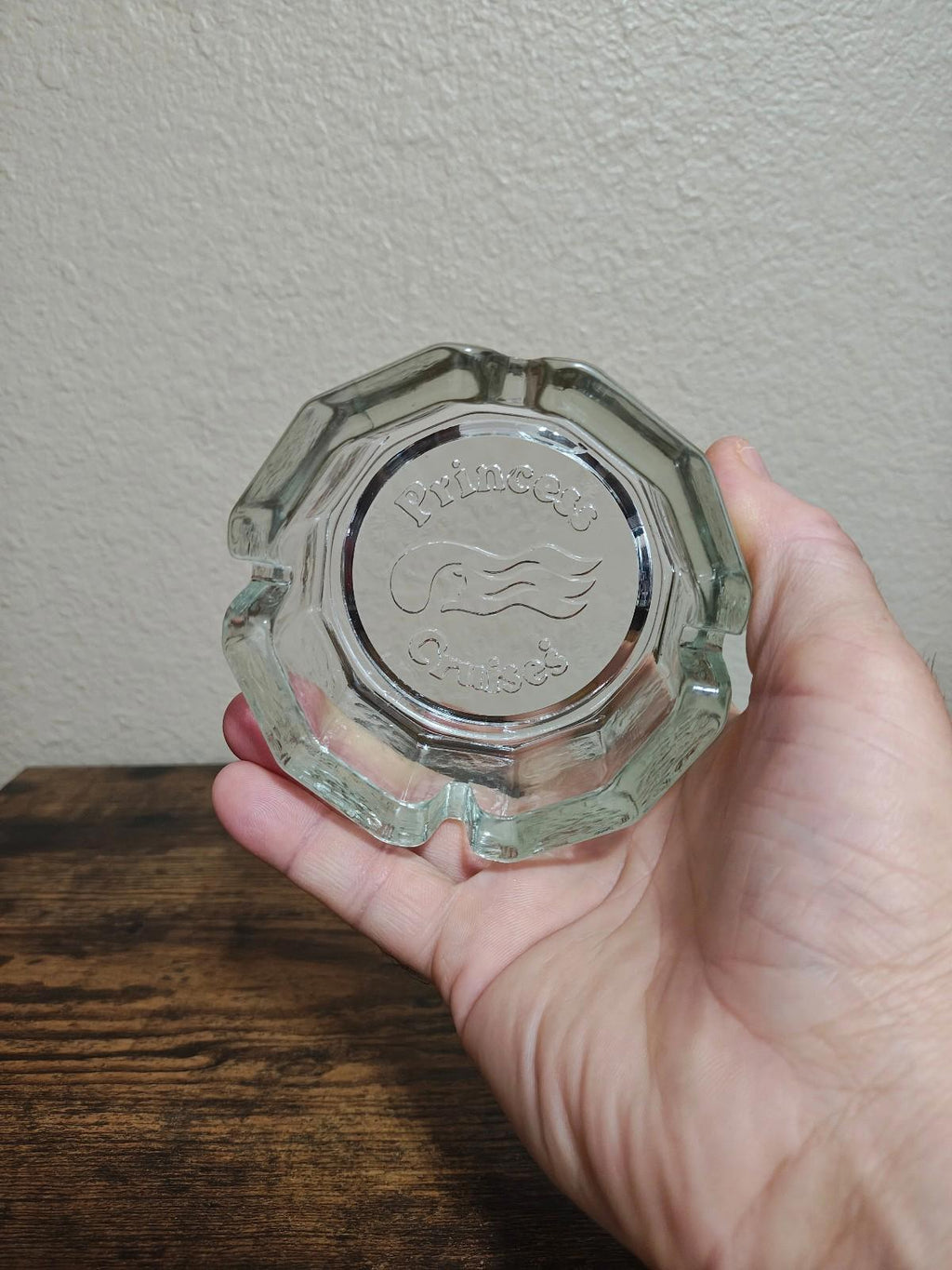 1970s Set of Two Princess Cruises clear Glass Ashtrays