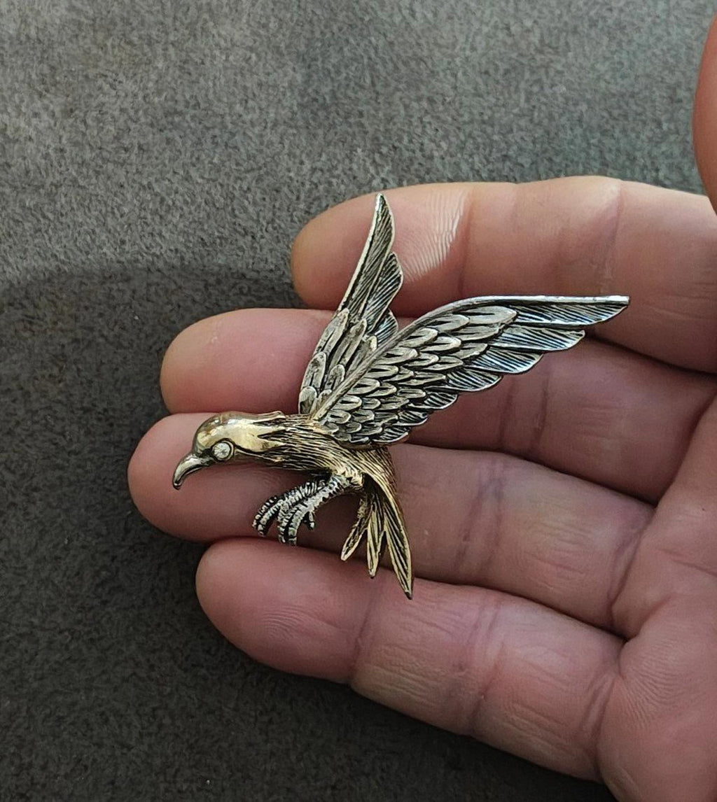 1960's Signed Art Pepper Two Tone American Eagle Patriotic Brooch Pin