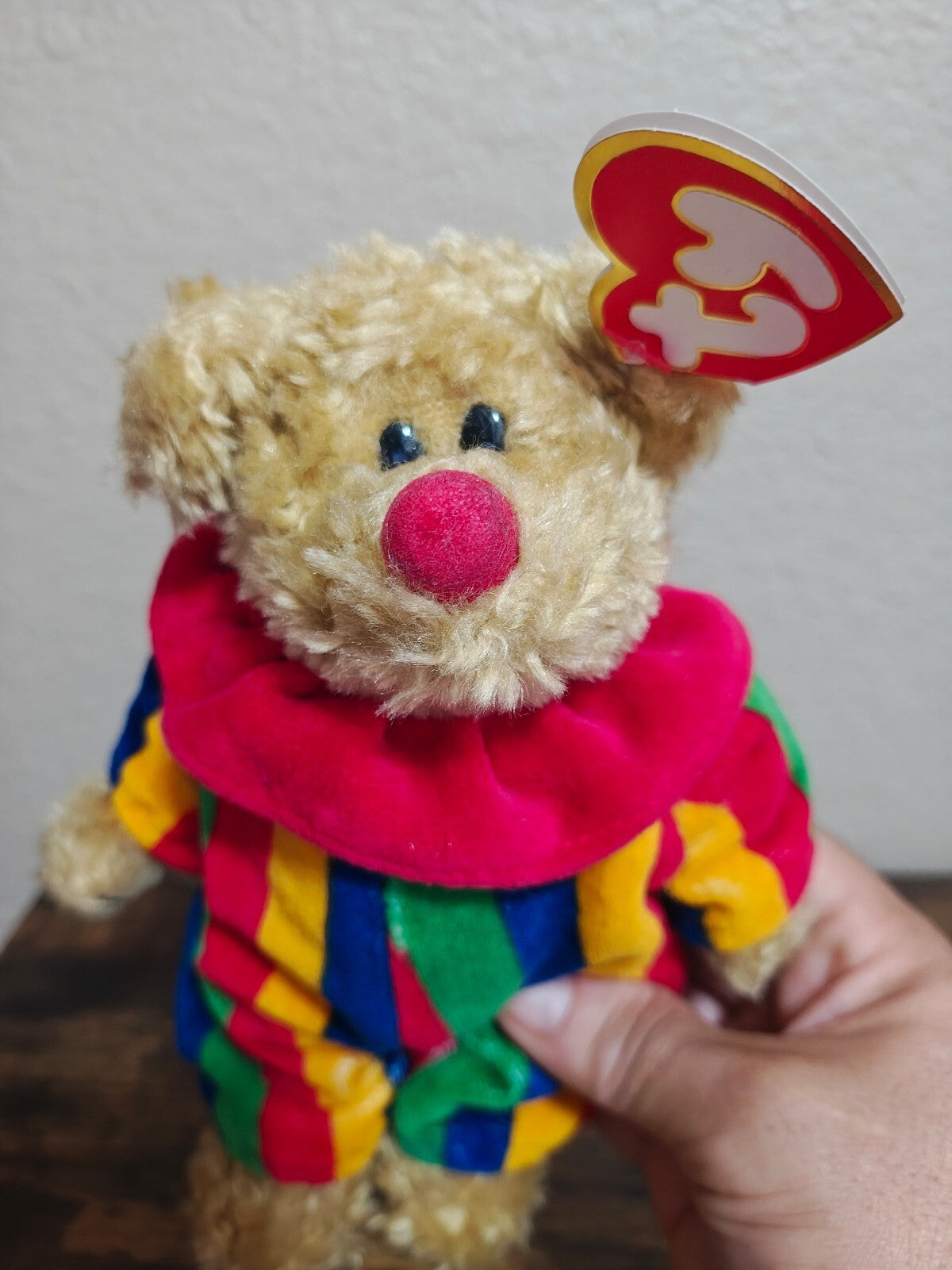1993 Retired Ty Attic Treasures "Piccadilly" Clown Bear Beanie Plush