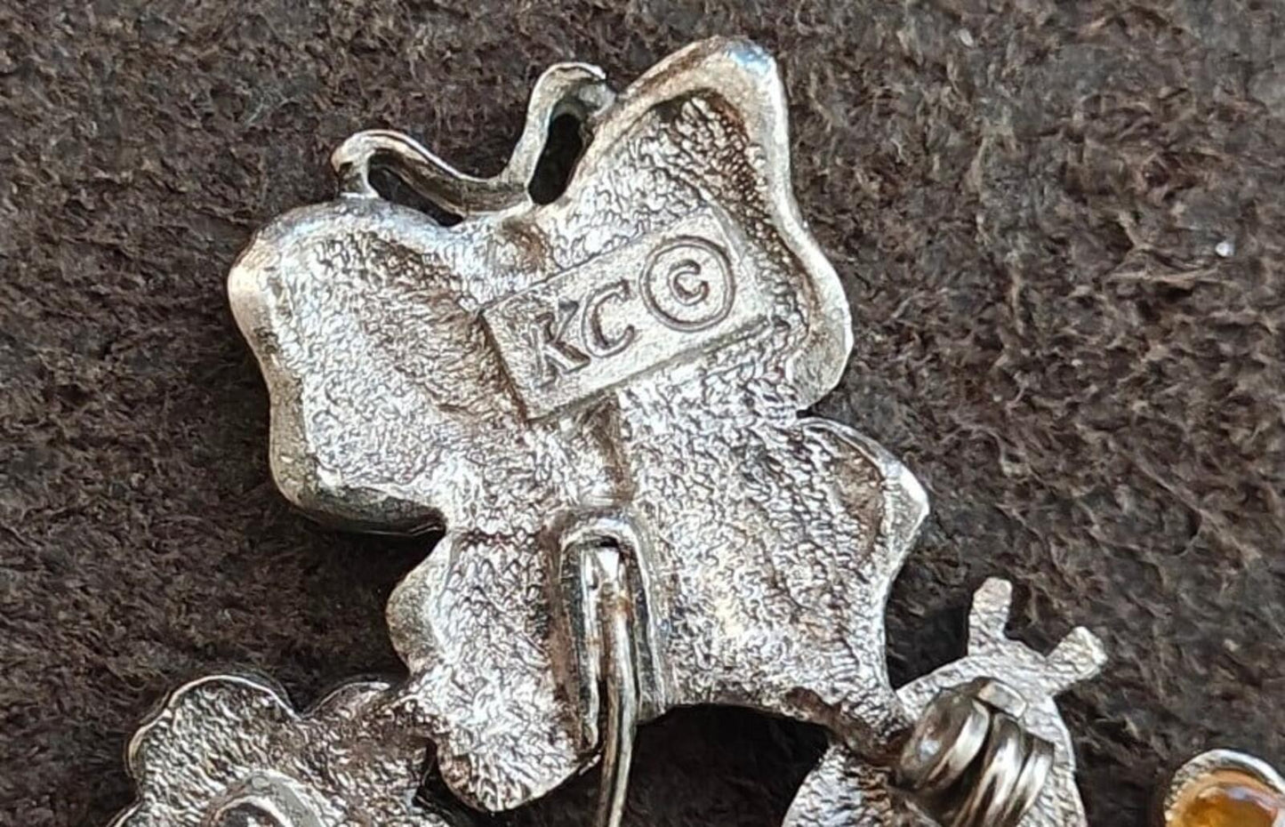 1980s Signed KC (Kenneth Cole) Silver Tone Nature Inspired Bouquet Design Brooch