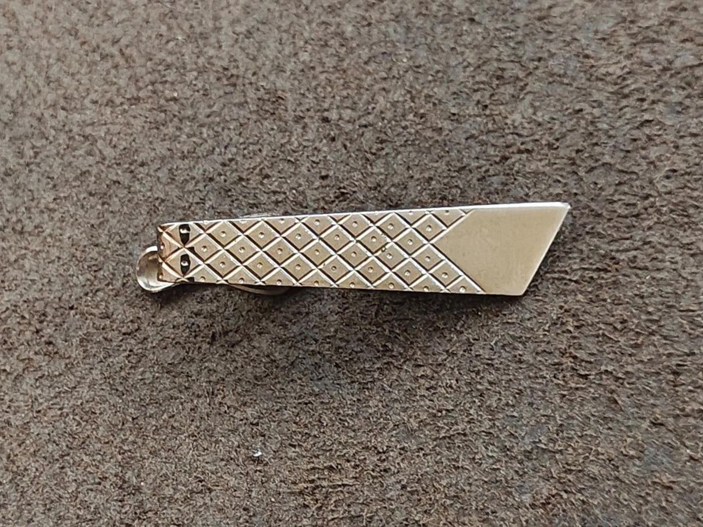 1960s Geometric/Diamante Style Silver Tone Tie Bar Clip
