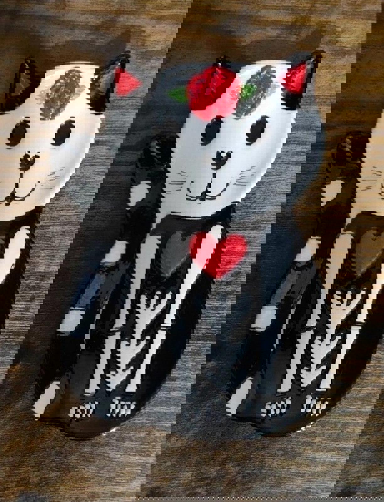 Set Of 3-3D Black Sugar Skull Skeleton Cat Day Of The Dead Trinket Plates