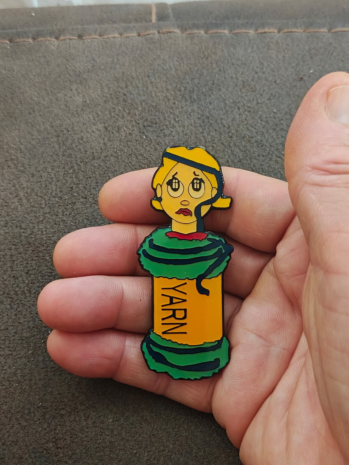 1980s/90s Cartoon Woman Stuck In Yarn Refrigerator Magnet