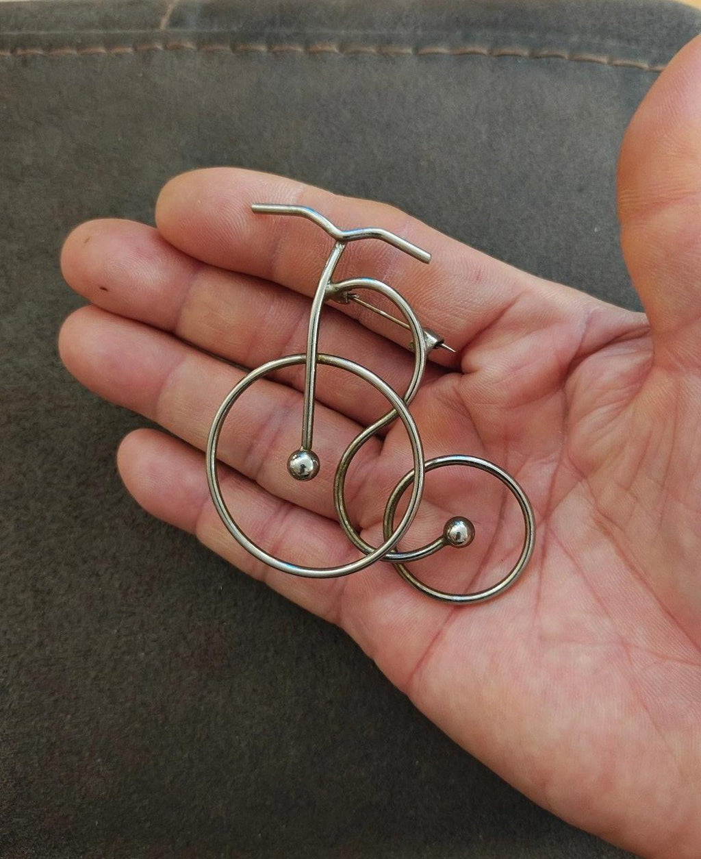 1980's Silver Tone Bicycle Brooch Pin