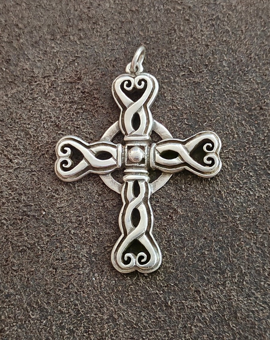 1980s/90s R.E. Piland Sterling Silver Celtic Cross Pendant Early Maker Mark REP