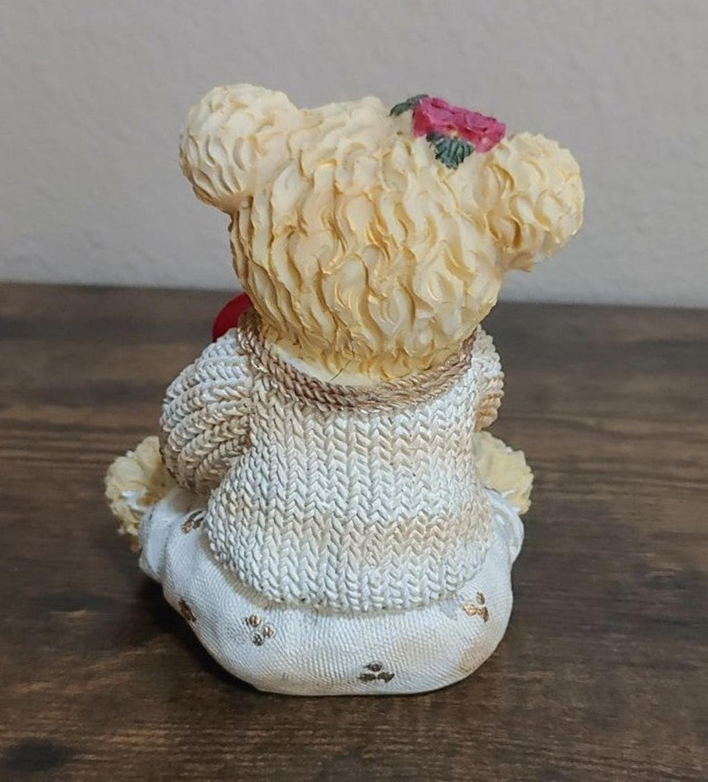 Resin Valentine Teddy Bear Holding Red Love Heart