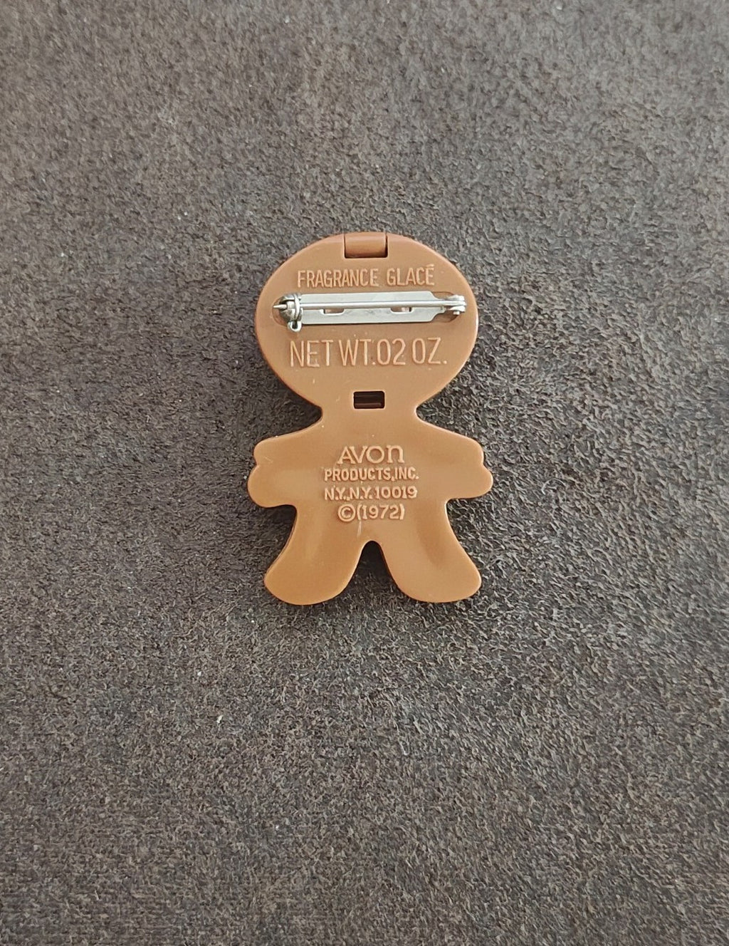 1972 Avon Gingerbread Man Pin Pal Fragrance Glacé Brooch Pin