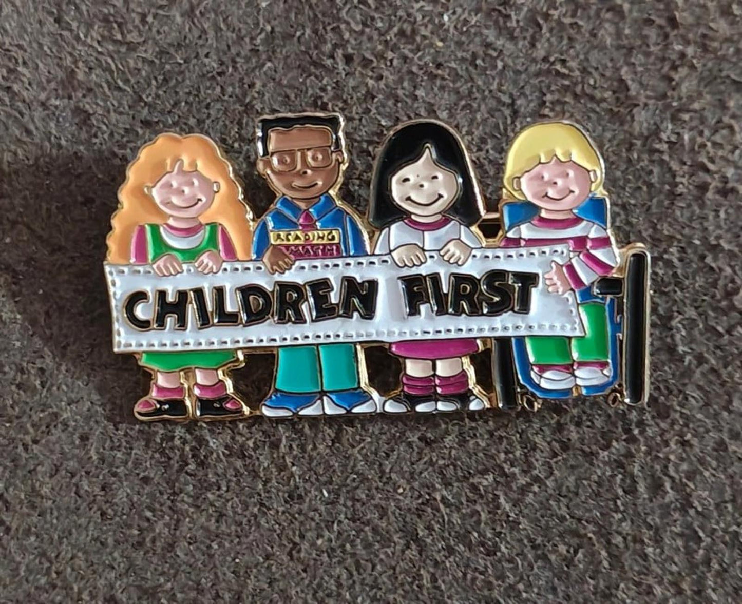 1990's Children First Gold Tone Enamel Pin