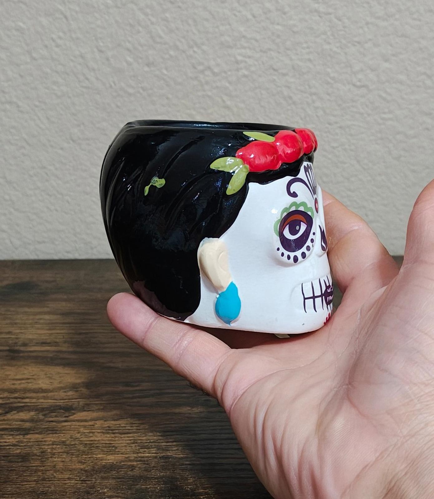 Hand Painted Sugar Skull/Day of The Dead Ceramic Planter/Cup