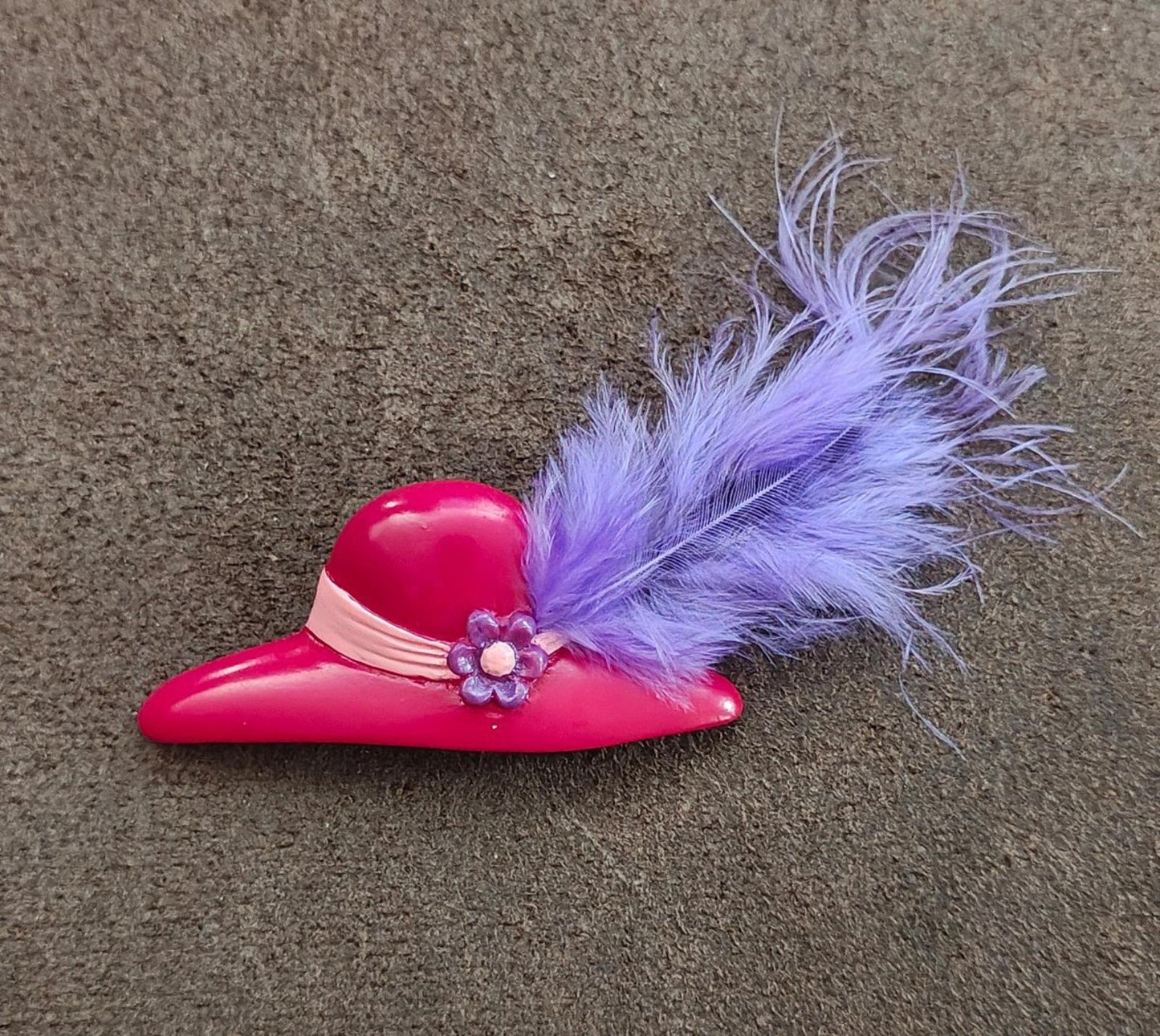 1990s Red Hat Society Hard Plastic Brooch