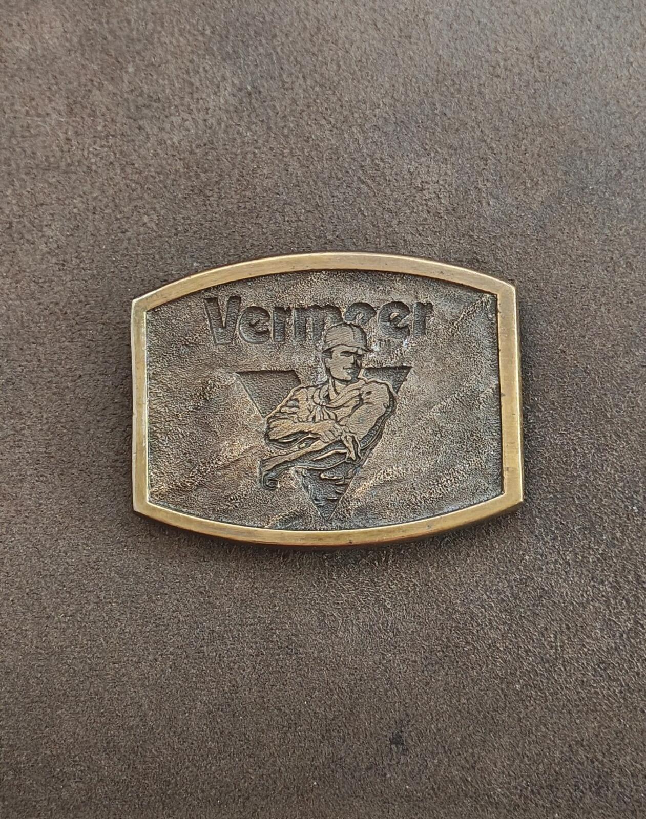 1970s/80s Vermeer Manufacturing Company Solid Brass Advertising Belt Buckle