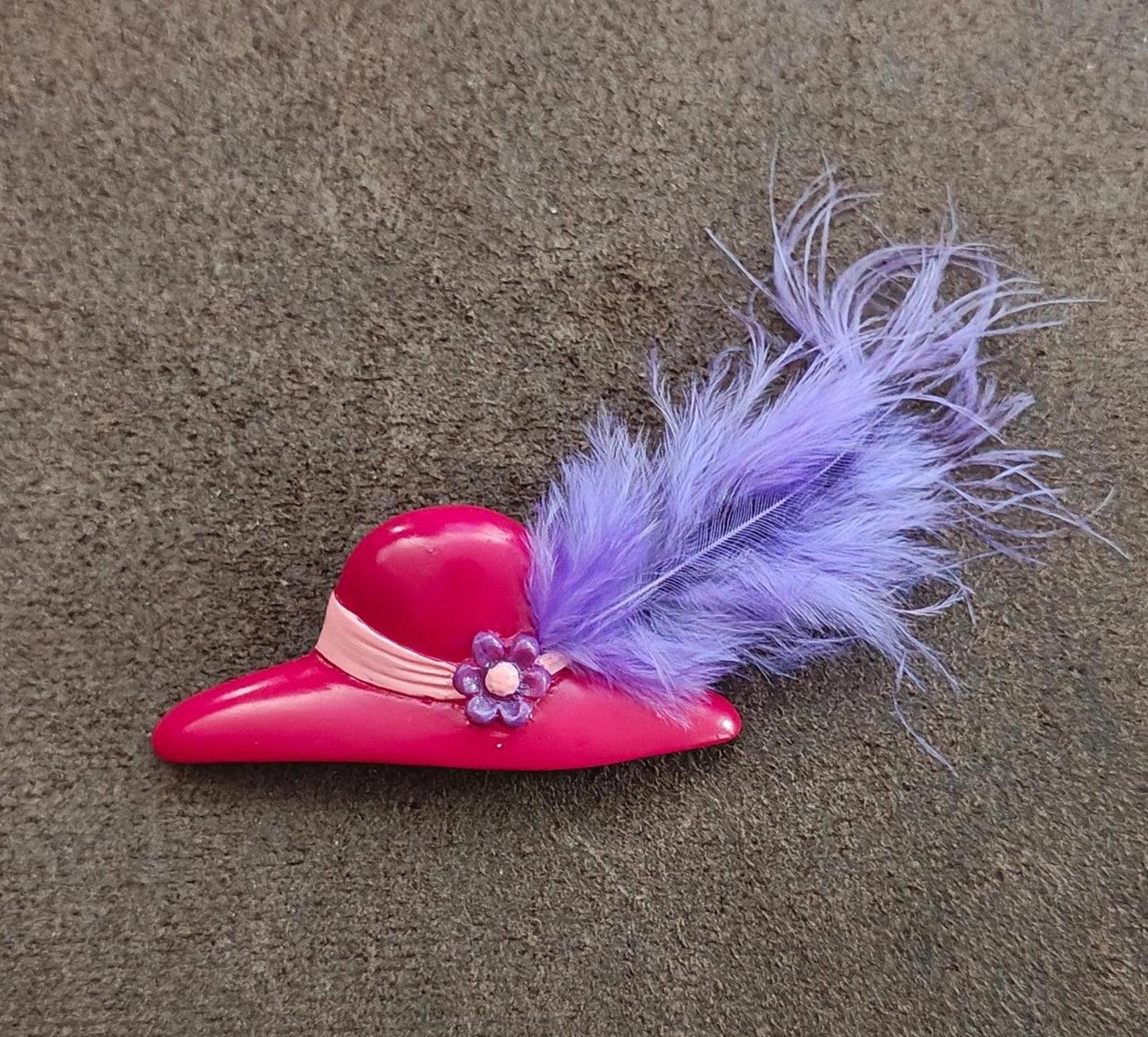 1990s Red Hat Society Hard Plastic Brooch