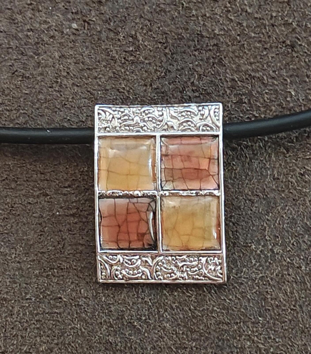 90s Signed Lia Sophia "Cupcake" Slide Pendant Designed With a Windowpane Grid