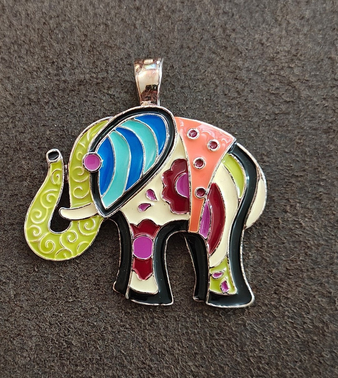 1980s/90s "Wearable Art" by  Roman Enamel Elephant Pendant