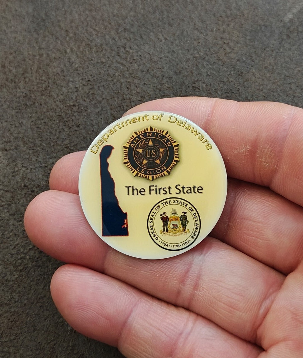 Rare American Legion Department of Delaware Gold Tone Pin