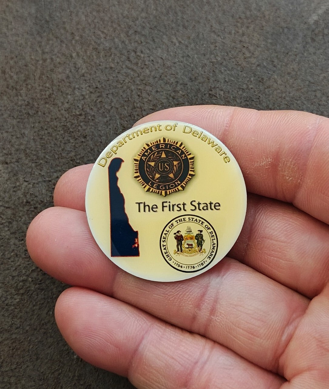 Rare American Legion Department of Delaware Gold Tone Pin