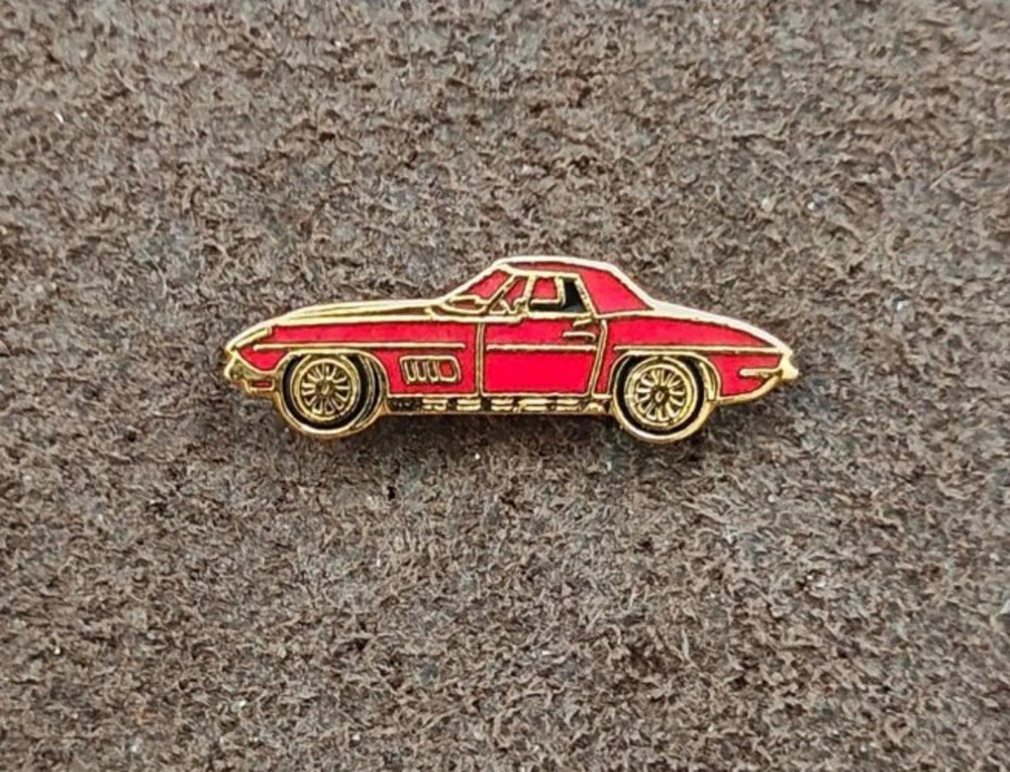 1980's Red Corvette Gold Tone Car Enamel Pin