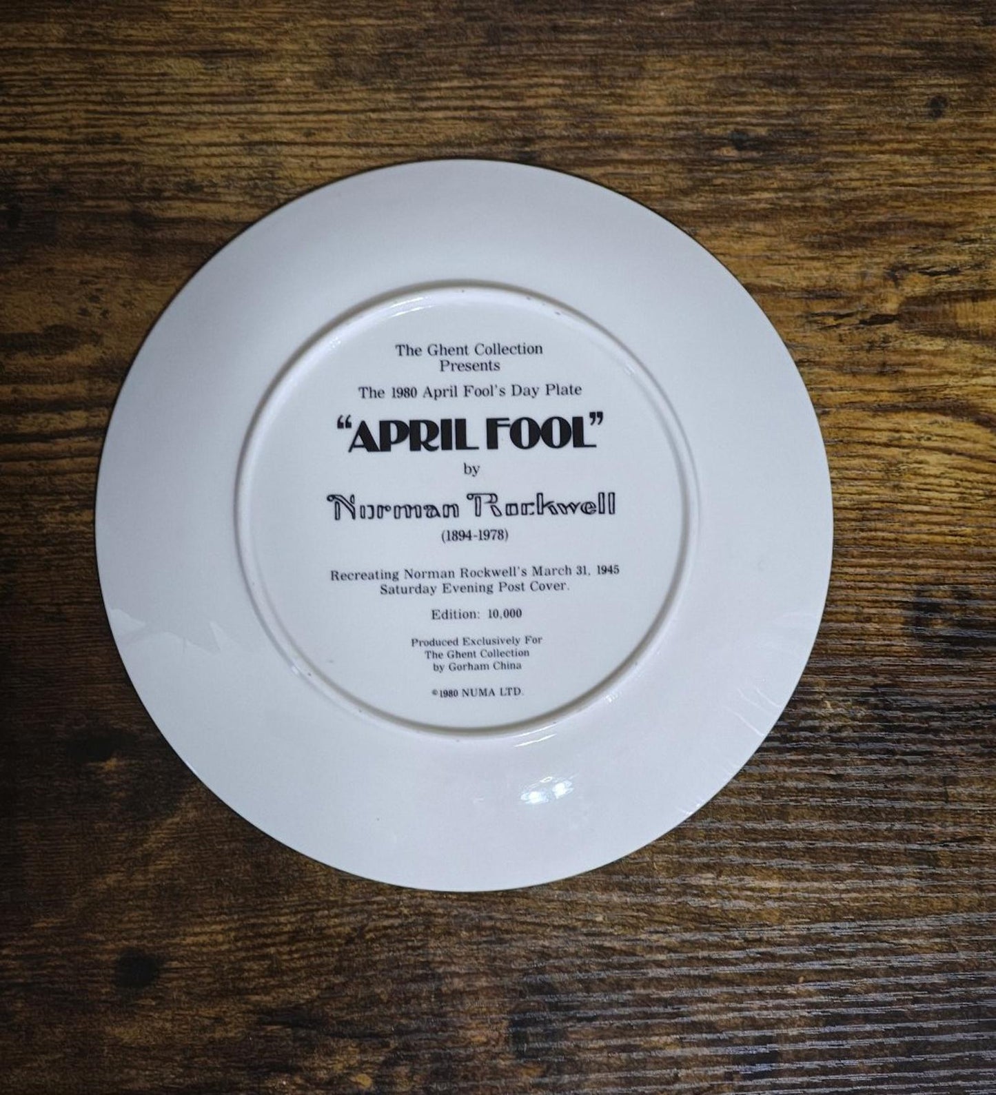 1980's The Ghent Collection Norman Rockwell "April Fool" Collectible Plate