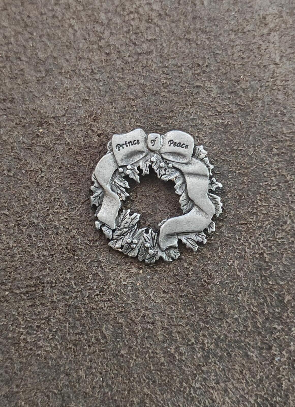 1980s Signed CTA Fine Pewter Christmas Wreath Pin