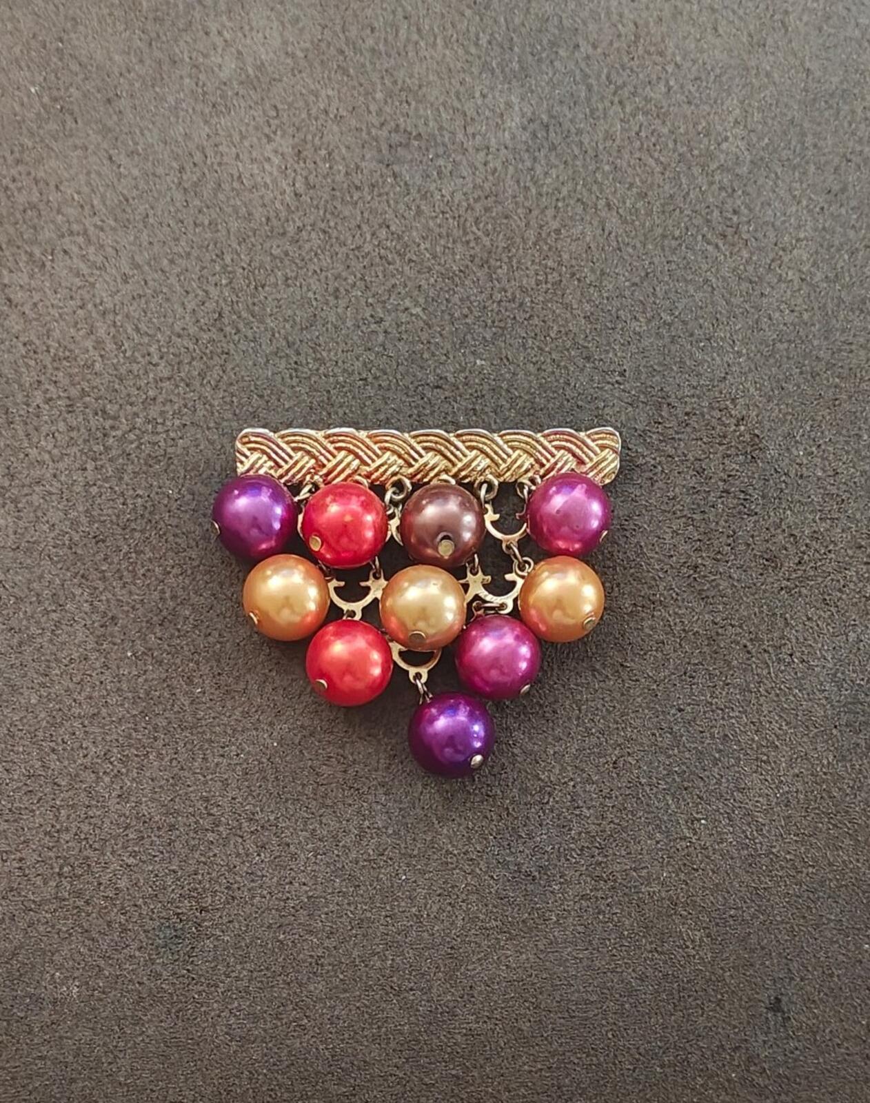 1960s Chandelier Style Gold Tone With Colorful Beads