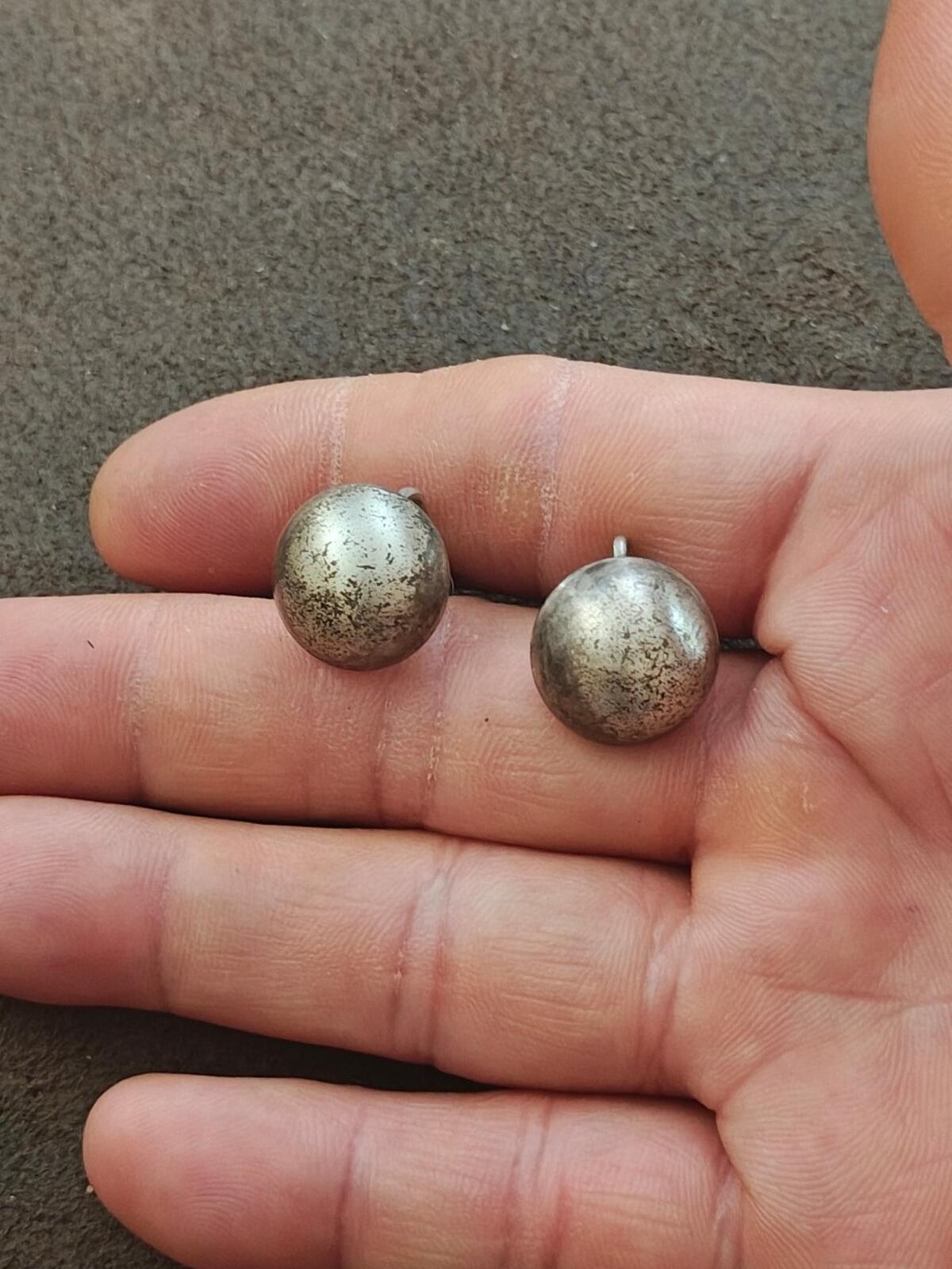 1950s/60s Sterling Silver Ball Screwback Clip On Stud Earrings