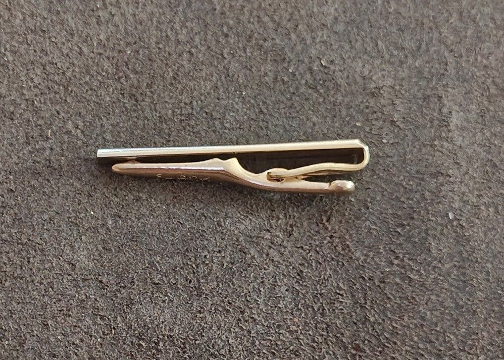 1950s/60s Swank Gold Tone Atomic Starburst Diamond Cut Design Tie Bar/Tie Clip