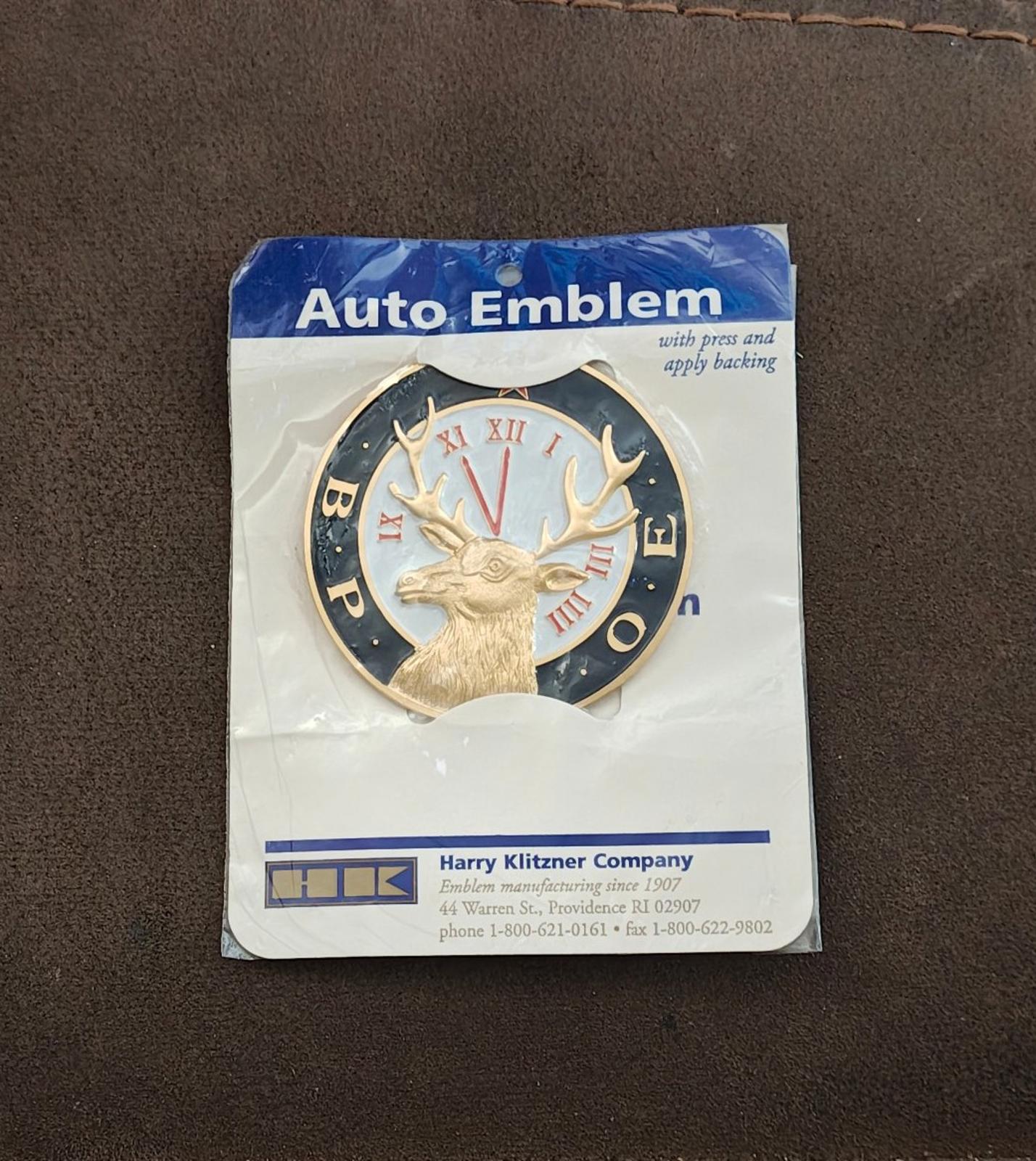 1970s/80s Benevolent and Protective Order of Elks (BPOE) Auto Emblem New Sealed