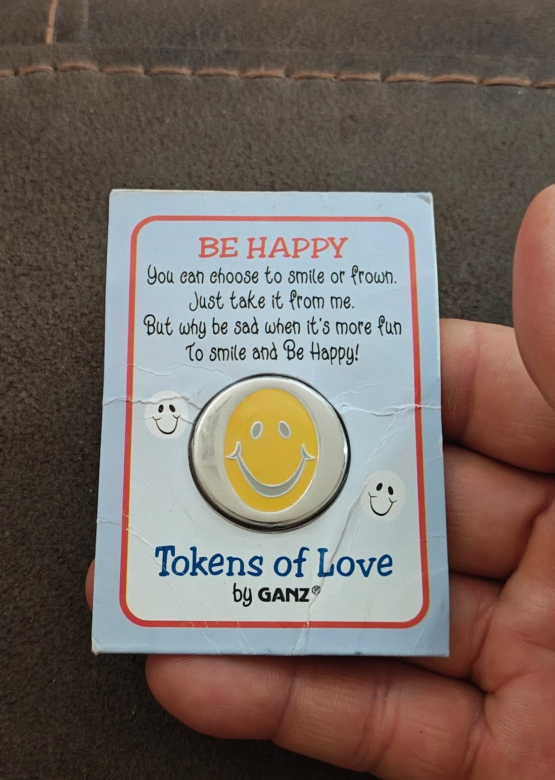 Ganz "Be Happy" Smiley Face Pocket Token From The Tokens Of Love Collection New