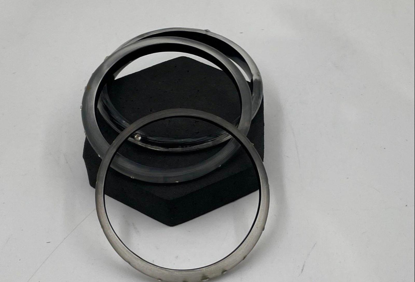 3 Alexis Bittar Smokey Gray Black Lucite Bangles With Crystal Embellishments