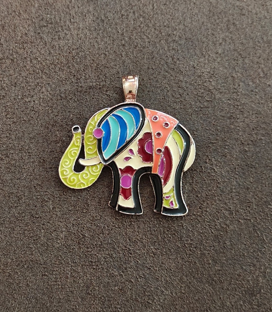 1980s/90s "Wearable Art" by  Roman Enamel Elephant Pendant