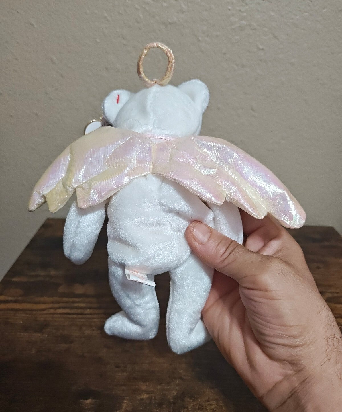 1998 Rare Retired Ty Halo the Angel Bear Beanie Baby Plush
