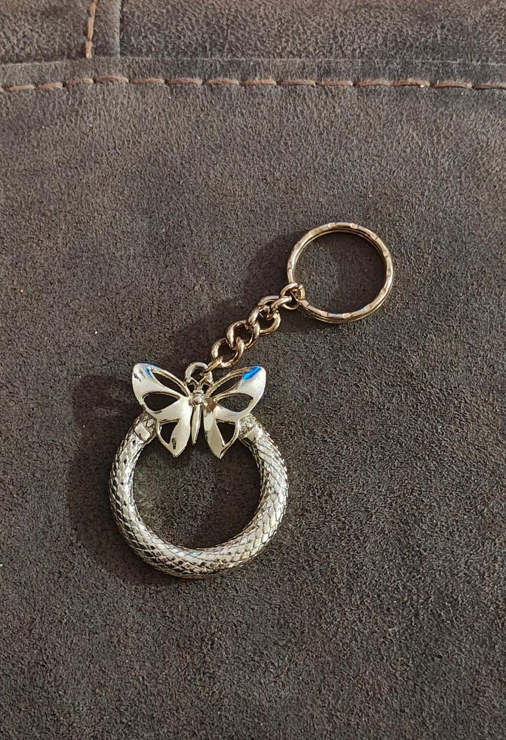 Pretty Gold Tone Butterfly Keychain