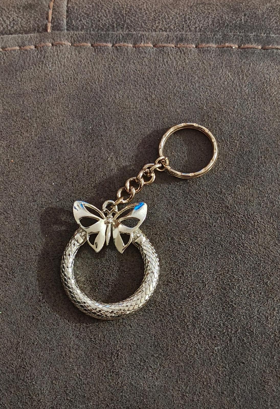Pretty Gold Tone Butterfly Keychain