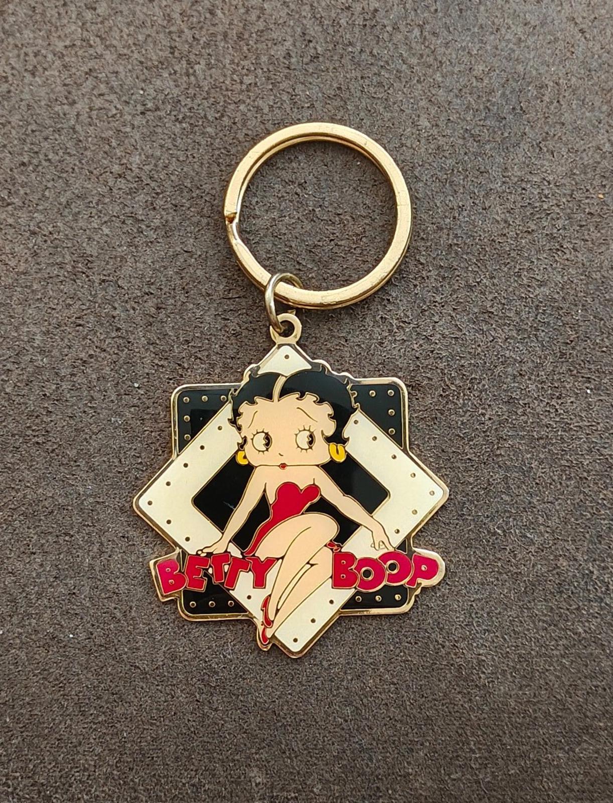 1990s Vintage Betty Boop Gold Tone Enamel Keychain